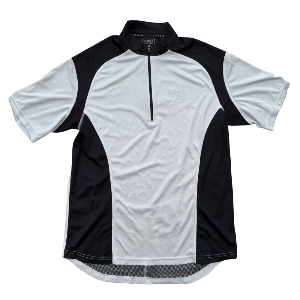 Gore Bike Wear Mens Small Cycling Jersey Black‎ Grey Quarter Zip Rear Pockets